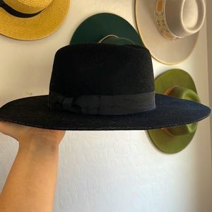 Urban outfitters black wool wide brim hat